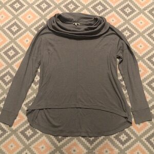 Lucky Brand Womens Gray Textured Cowl Neck Knit Top Size XL